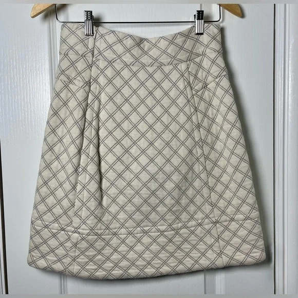 Marc by Marc Jacobs Quilted Plaid Skirt in Cornsilk Size Small Cream / Blue - Picture 4 of 7